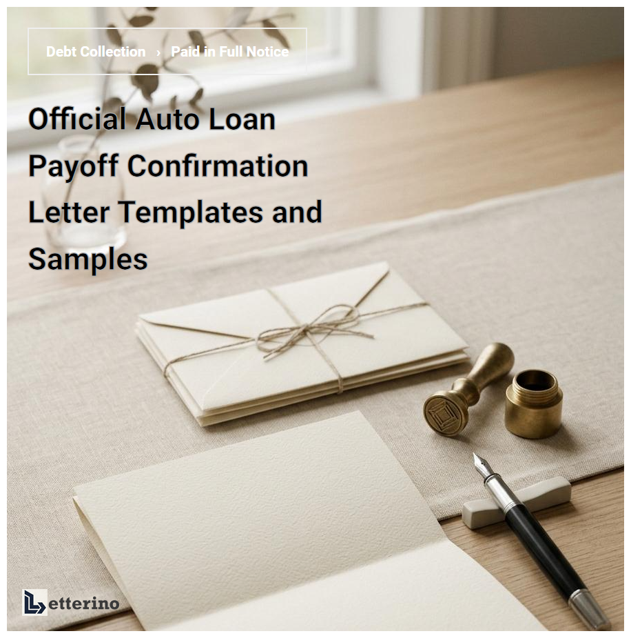 Official Auto Loan Payoff Confirmation Letter Templates and Samples