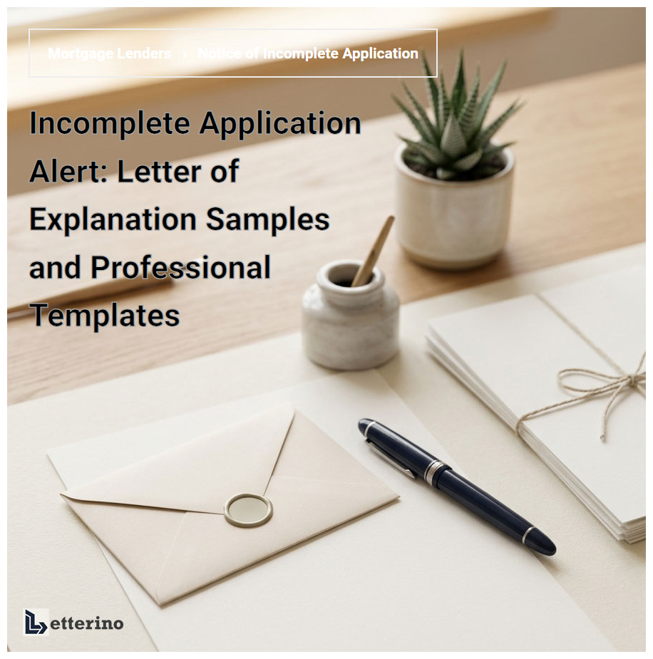 Incomplete Application Alert: Letter of Explanation Samples and Professional Templates