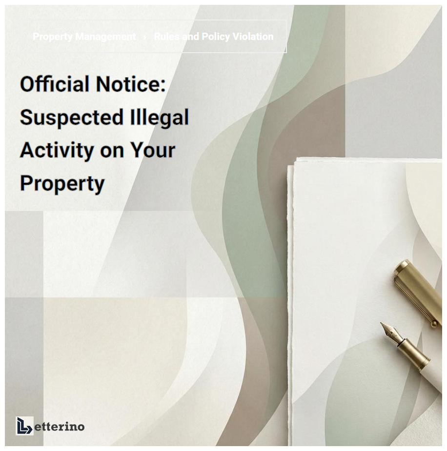 Official Notice: Suspected Illegal Activity on Your Property