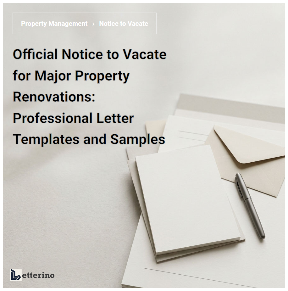 Official Notice to Vacate for Major Property Renovations: Professional Letter Templates and Samples