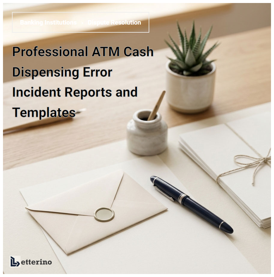 Professional ATM Cash Dispensing Error Incident Reports and Templates