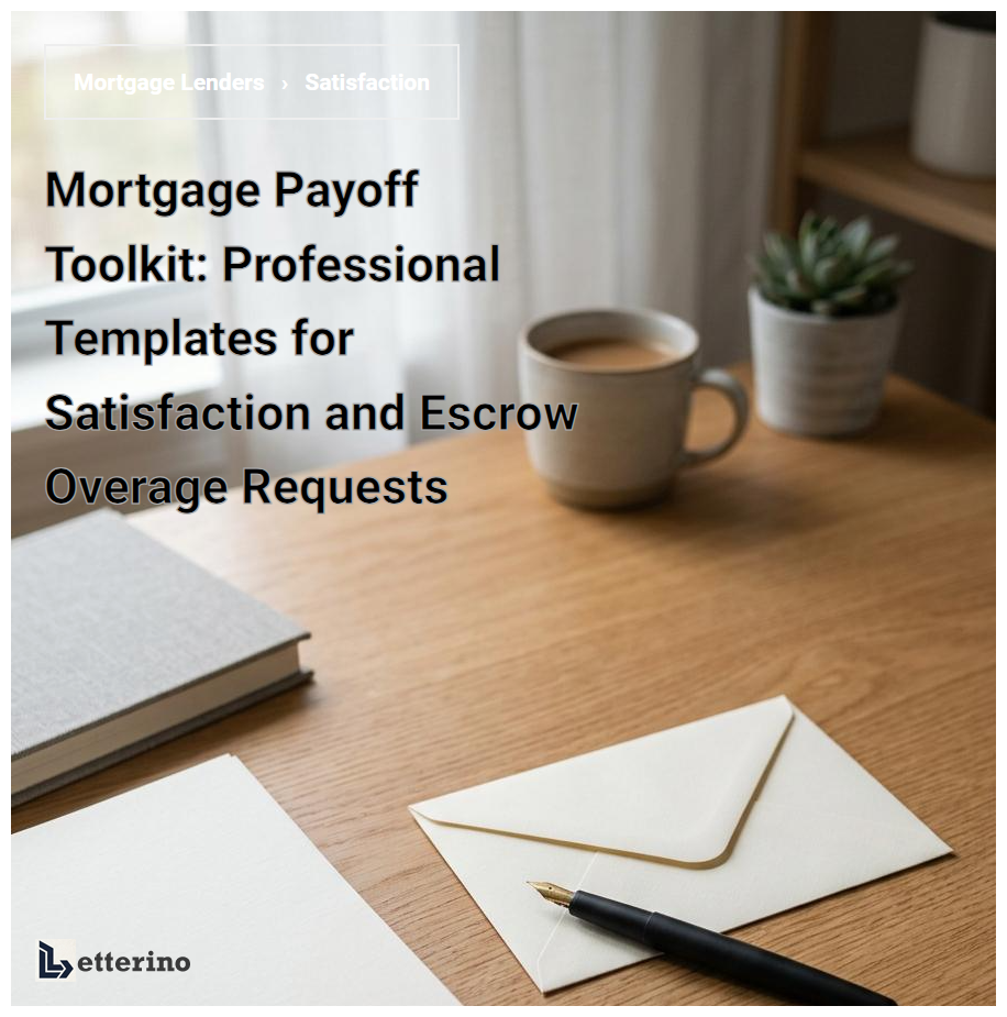 Mortgage Payoff Toolkit: Professional Templates for Satisfaction and Escrow Overage Requests