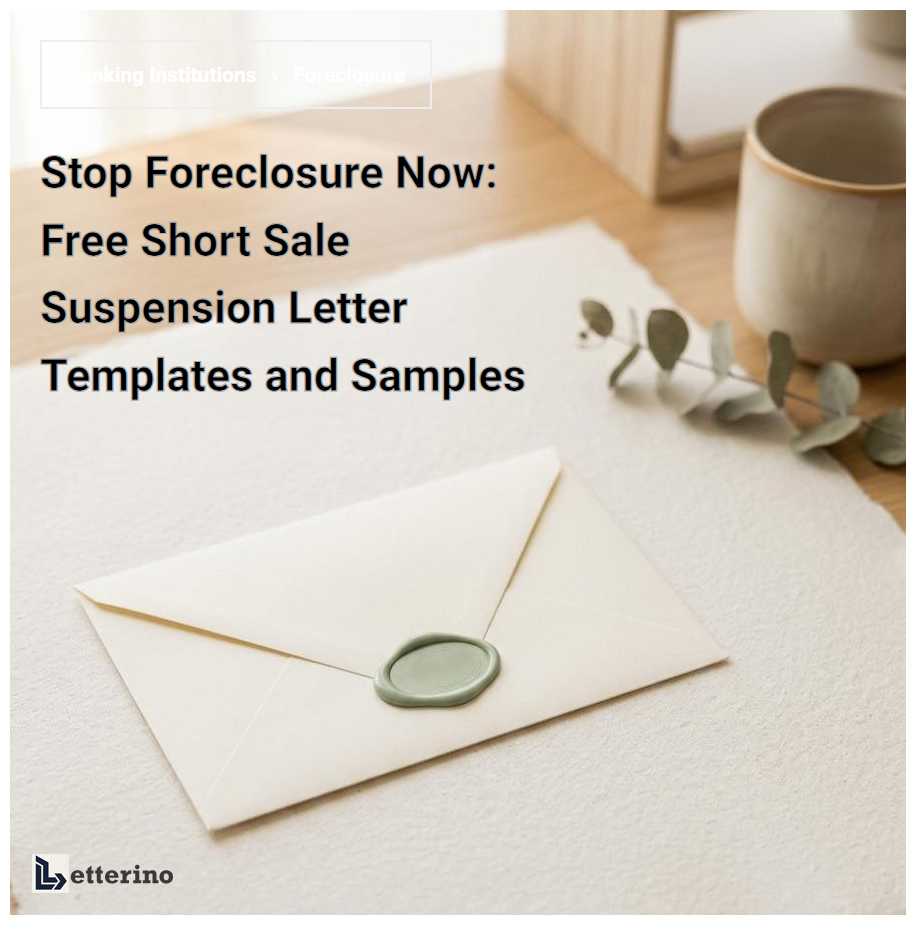 Stop Foreclosure Now: Free Short Sale Suspension Letter Templates and Samples