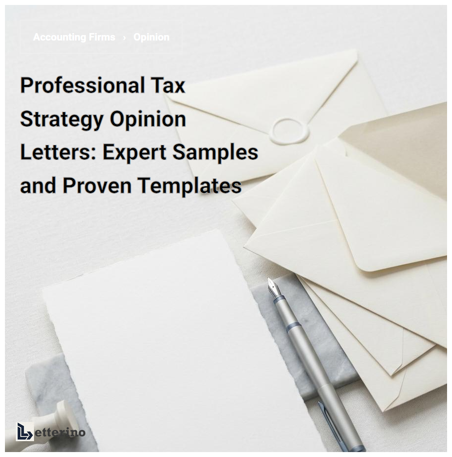 Professional Tax Strategy Opinion Letters: Expert Samples and Proven Templates