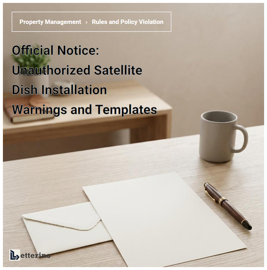 Official Notice: Unauthorized Satellite Dish Installation Warnings and Templates