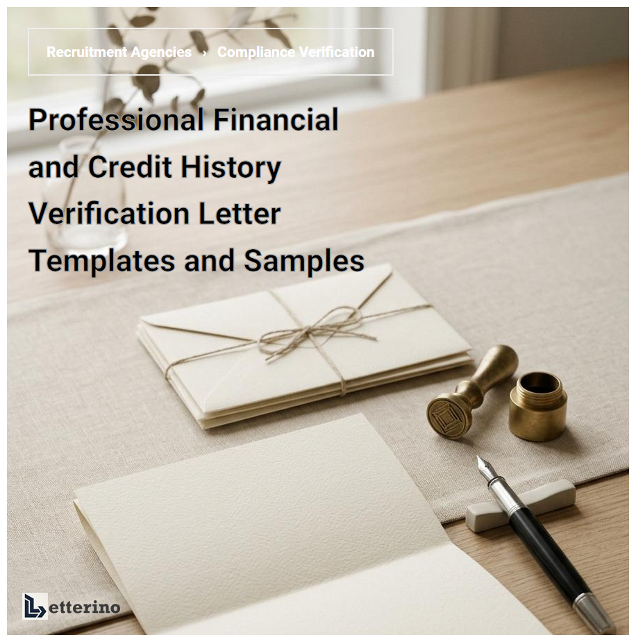 Professional Financial and Credit History Verification Letter Templates and Samples