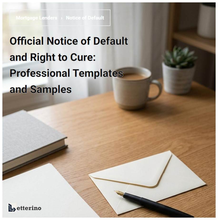 Official Notice of Default and Right to Cure: Professional Templates and Samples