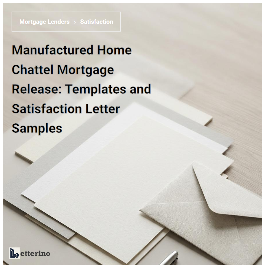 Manufactured Home Chattel Mortgage Release: Templates and Satisfaction Letter Samples