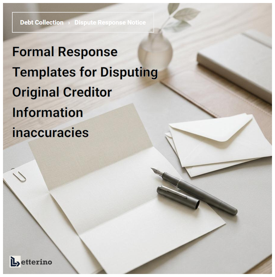 Formal Response Templates for Disputing Original Creditor Information inaccuracies