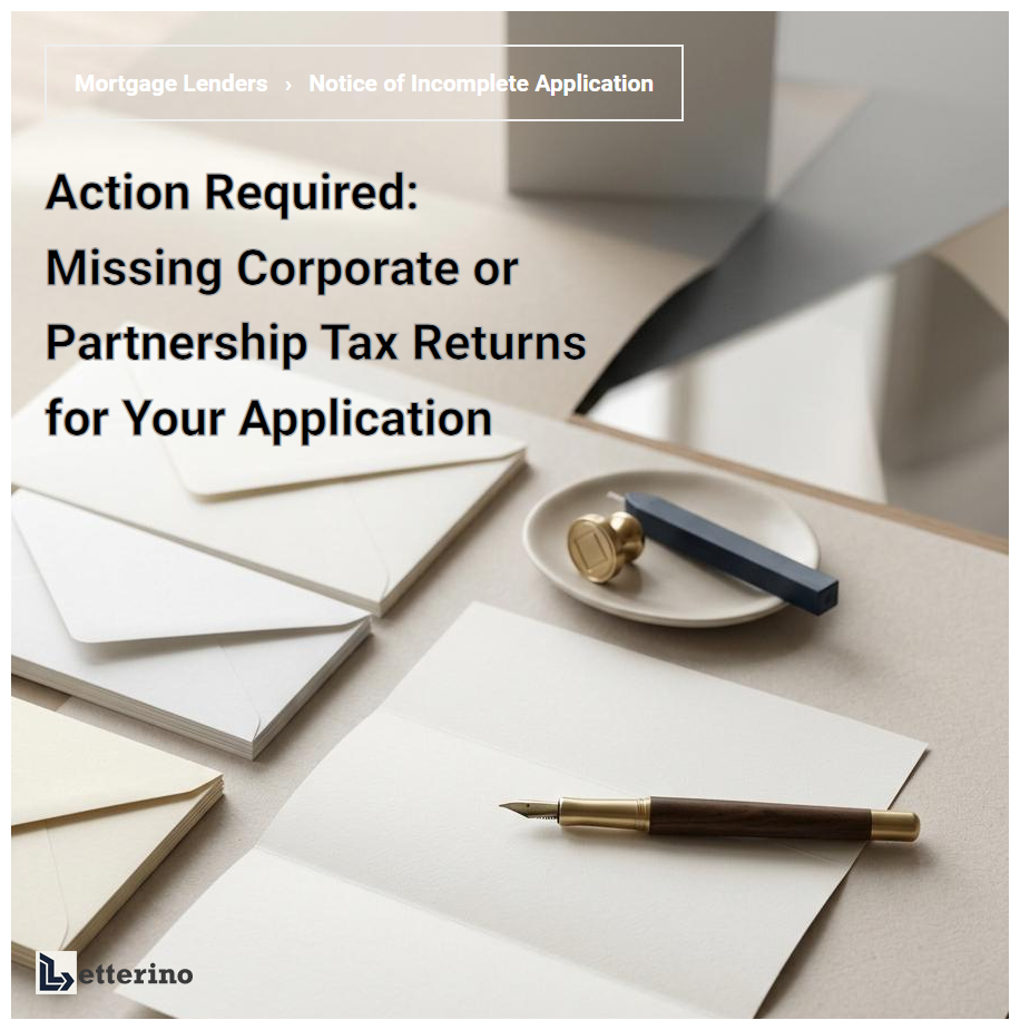 Action Required: Missing Corporate or Partnership Tax Returns for Your Application