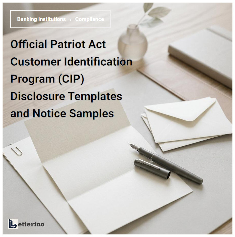 Official Patriot Act Customer Identification Program (CIP) Disclosure Templates and Notice Samples