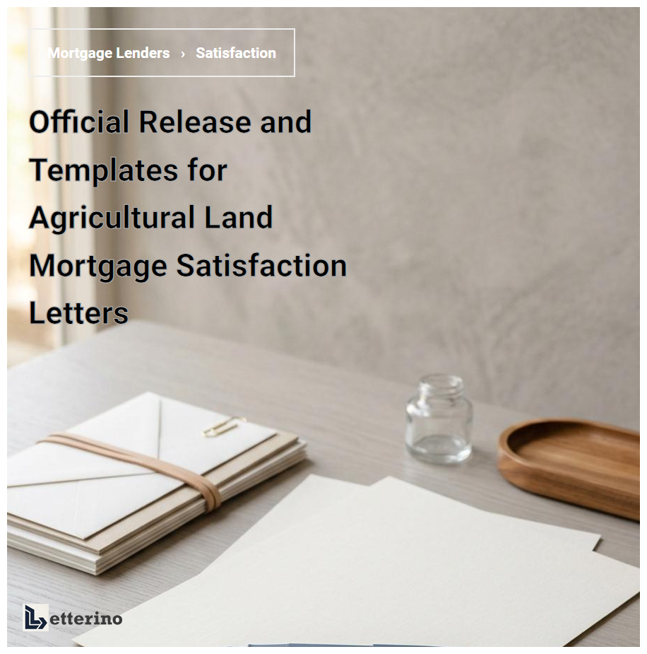 Official Release and Templates for Agricultural Land Mortgage Satisfaction Letters
