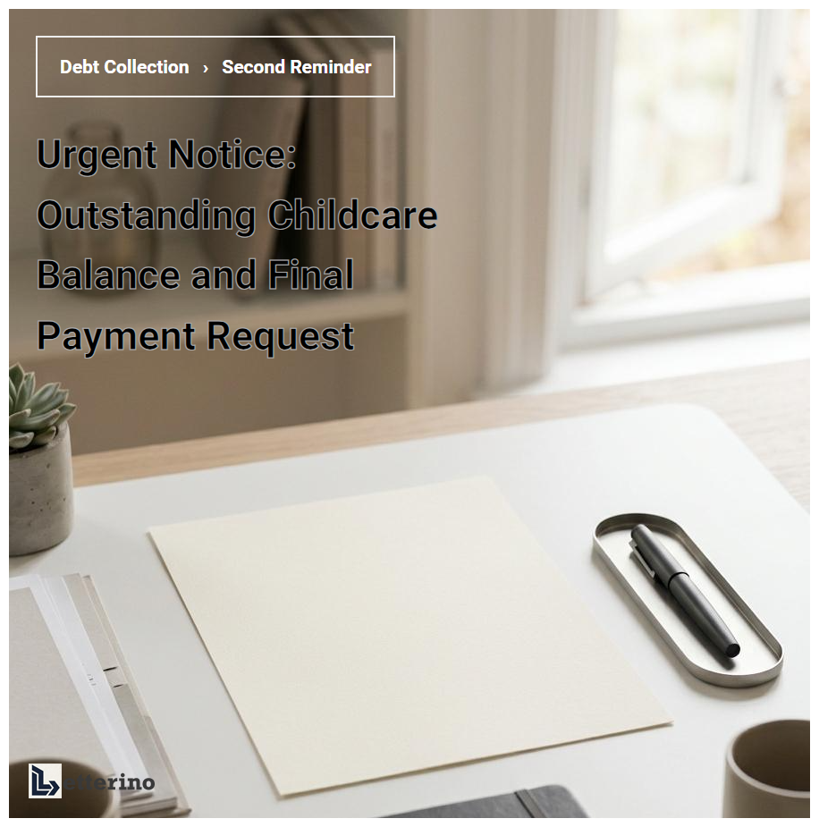 Urgent Notice: Outstanding Childcare Balance and Final Payment Request