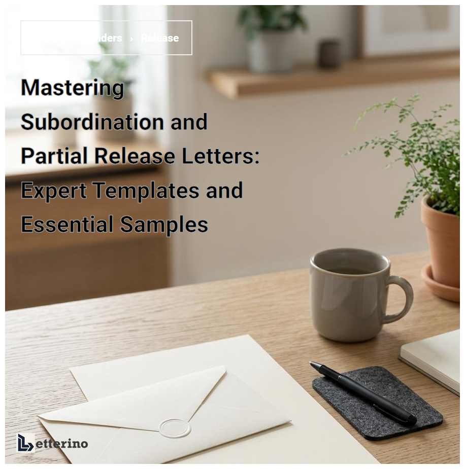 Mastering Subordination and Partial Release Letters: Expert Templates and Essential Samples