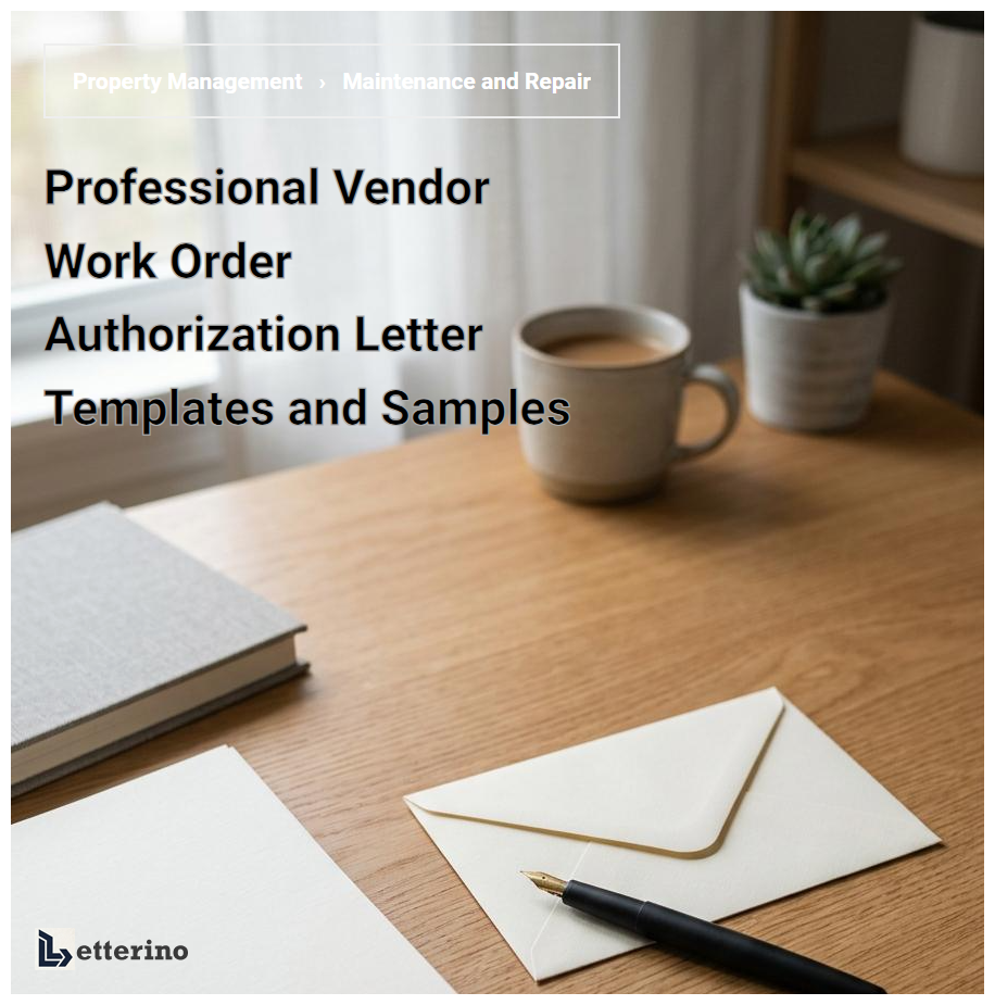 Professional Vendor Work Order Authorization Letter Templates and Samples