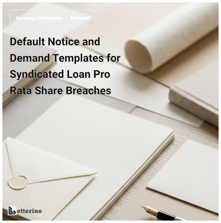 Default Notice and Demand Templates for Syndicated Loan Pro Rata Share Breaches