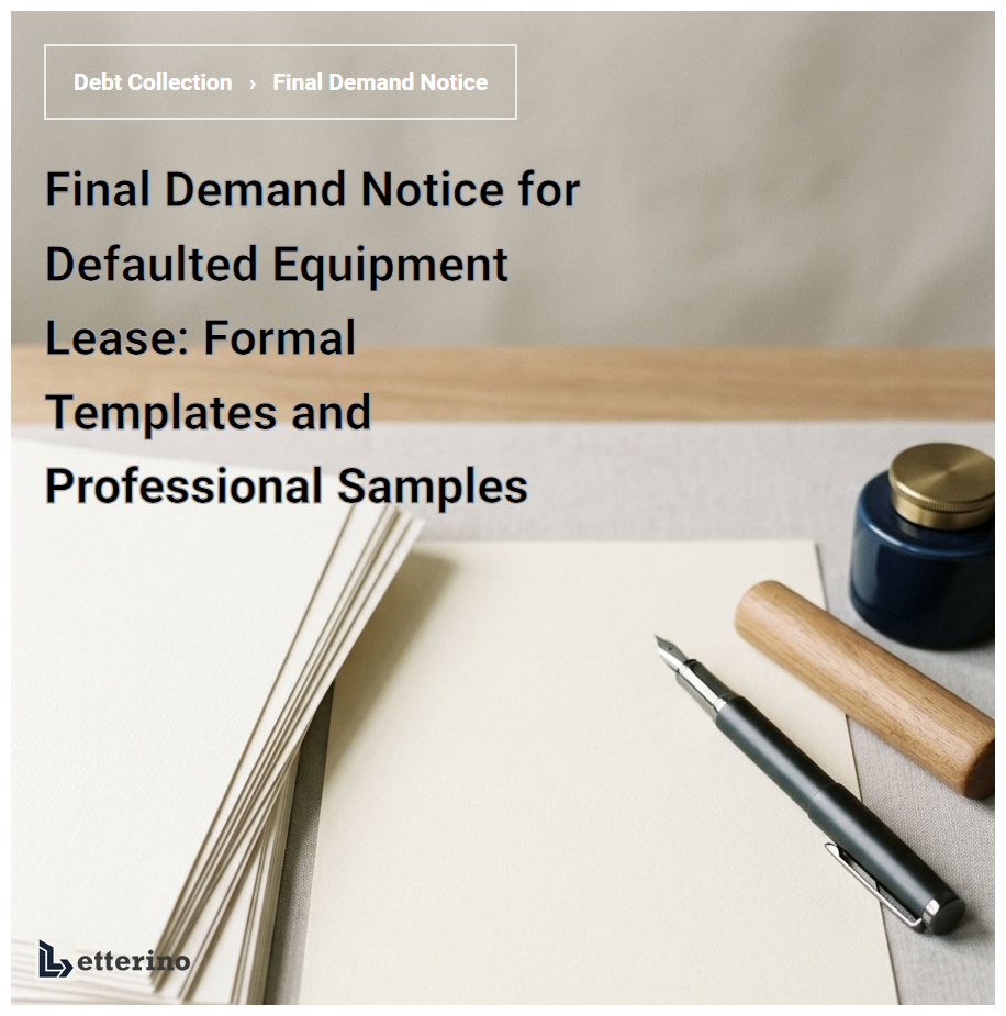 Final Demand Notice for Defaulted Equipment Lease: Formal Templates and Professional Samples