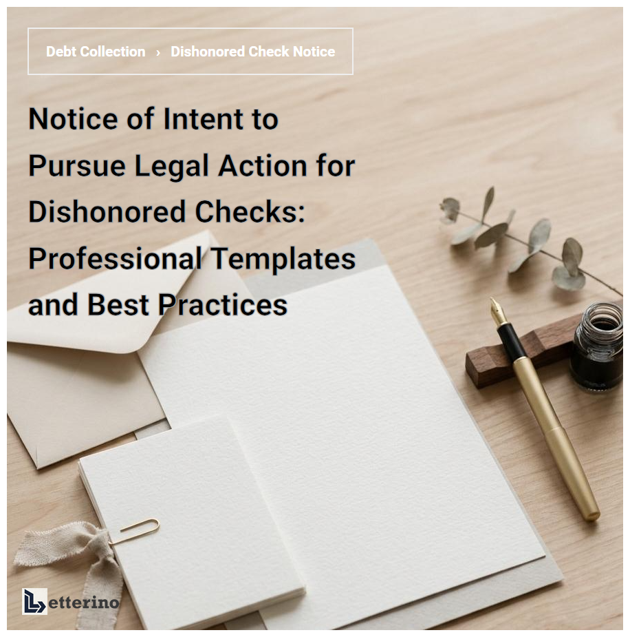 Notice of Intent to Pursue Legal Action for Dishonored Checks: Professional Templates and Best Practices