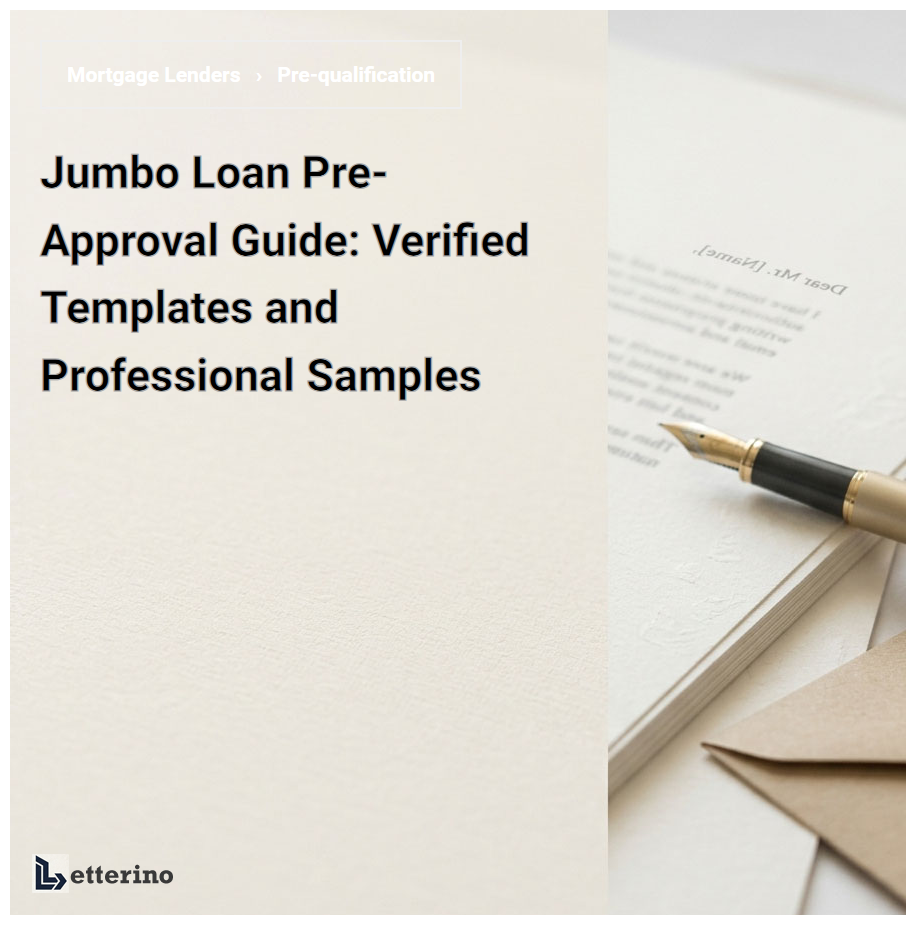 Jumbo Loan Pre-Approval Guide: Verified Templates and Professional Samples