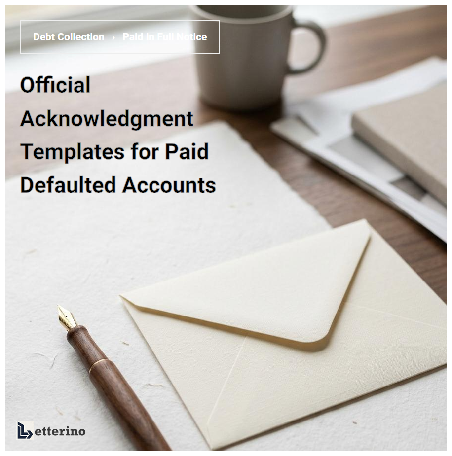 Official Acknowledgment Templates for Paid Defaulted Accounts