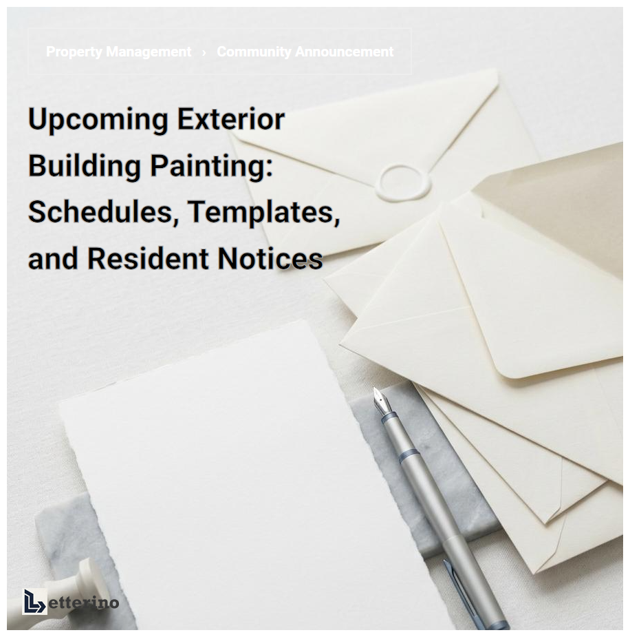 Upcoming Exterior Building Painting: Schedules, Templates, and Resident Notices