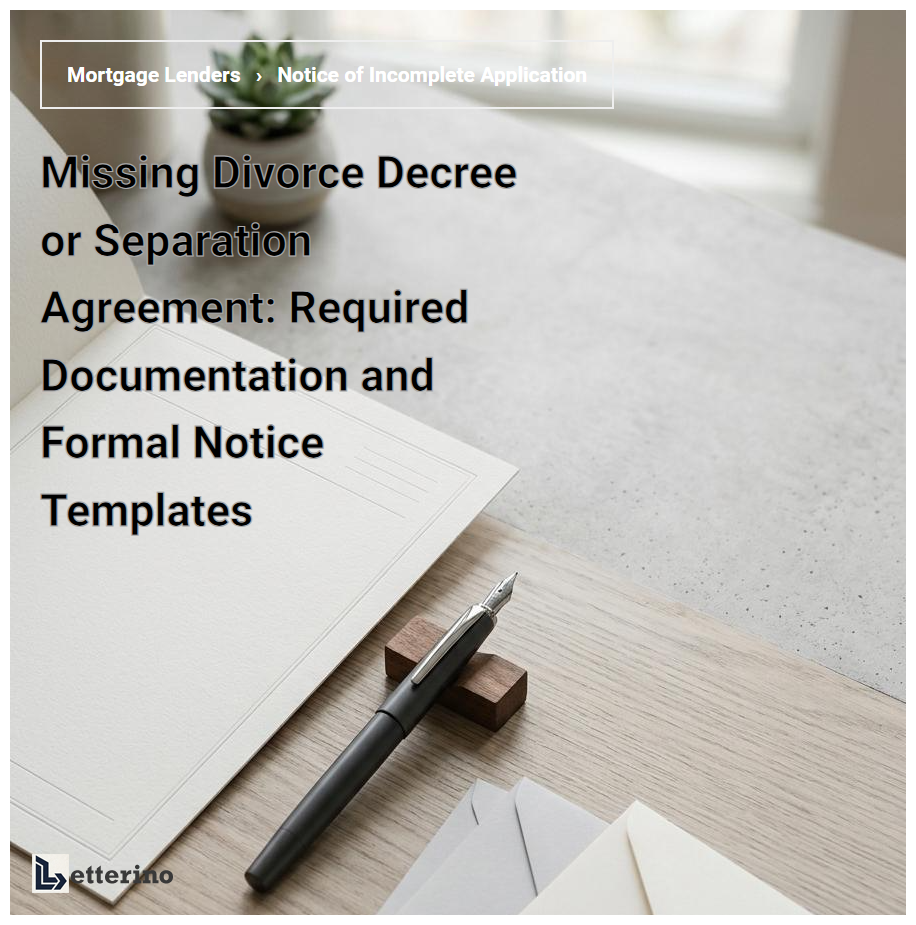 Missing Divorce Decree or Separation Agreement: Required Documentation and Formal Notice Templates