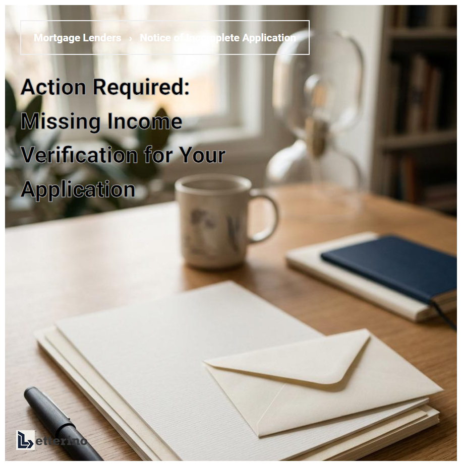 Action Required: Missing Income Verification for Your Application