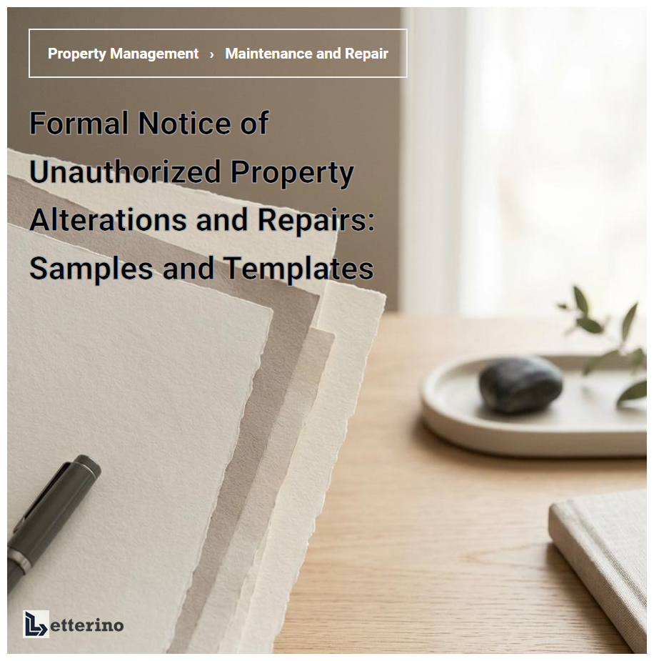 Formal Notice of Unauthorized Property Alterations and Repairs: Samples and Templates