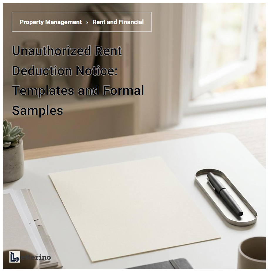 Unauthorized Rent Deduction Notice: Templates and Formal Samples