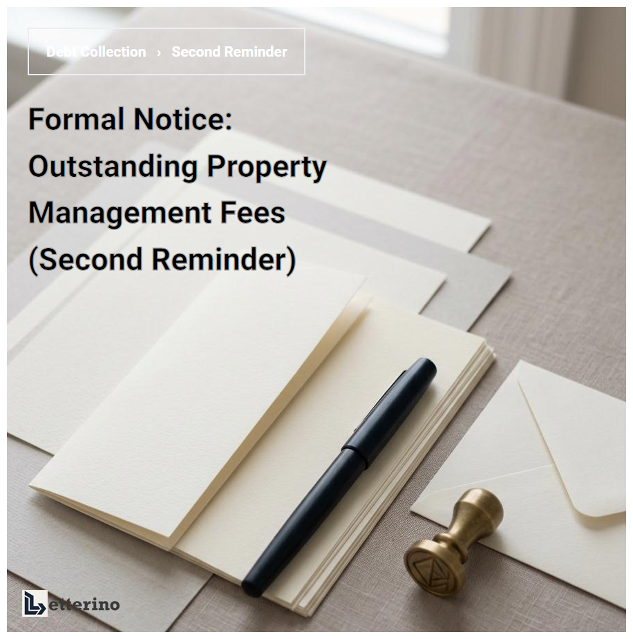 Formal Notice: Outstanding Property Management Fees (Second Reminder)