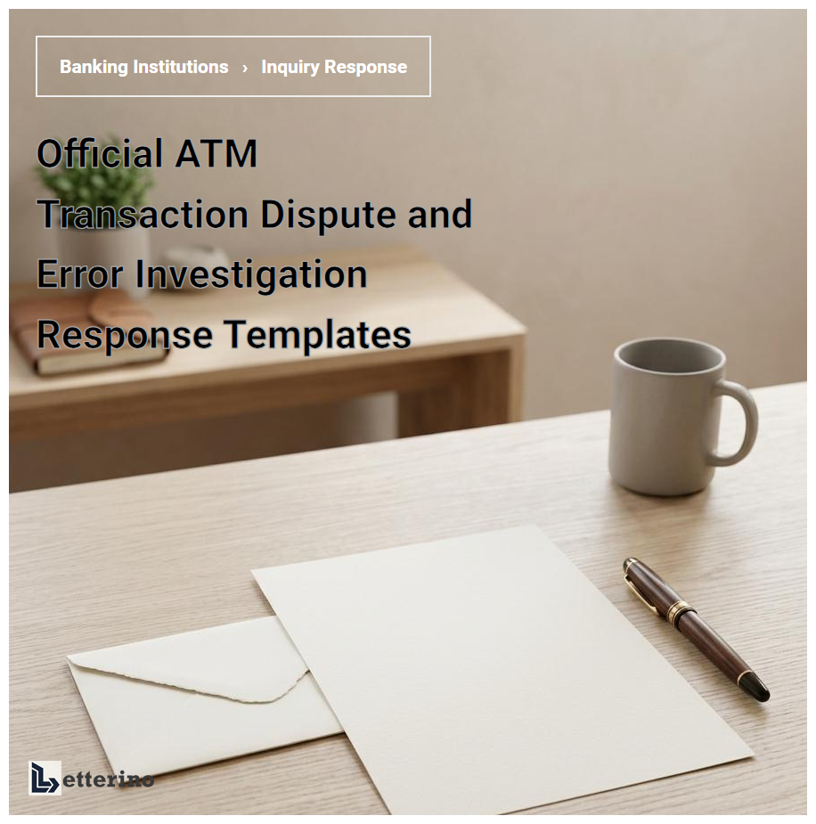 Official ATM Transaction Dispute and Error Investigation Response Templates