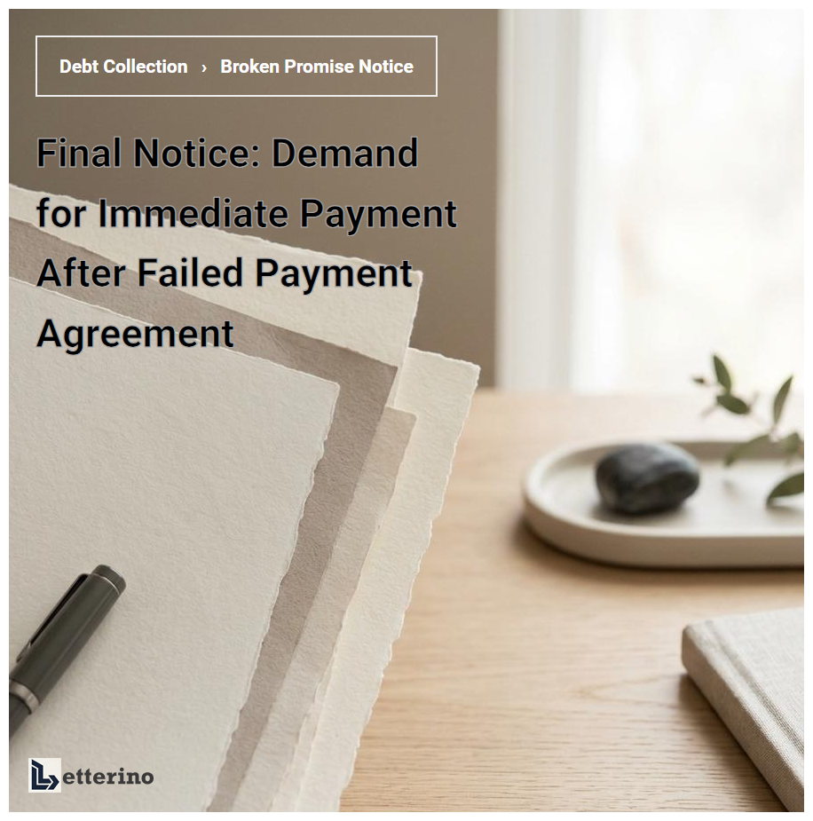 Final Notice: Demand for Immediate Payment After Failed Payment Agreement