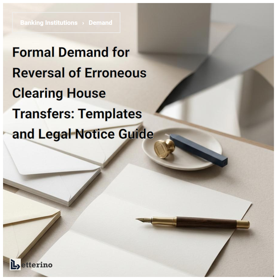 Formal Demand for Reversal of Erroneous Clearing House Transfers: Templates and Legal Notice Guide