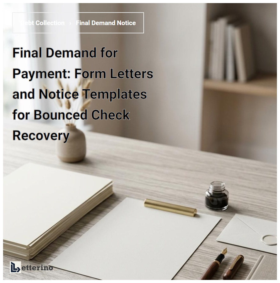 Final Demand for Payment: Form Letters and Notice Templates for Bounced Check Recovery