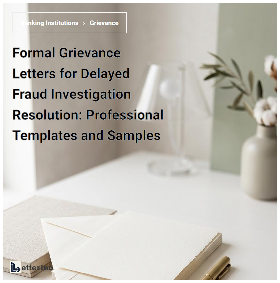 Formal Grievance Letters for Delayed Fraud Investigation Resolution: Professional Templates and Samples