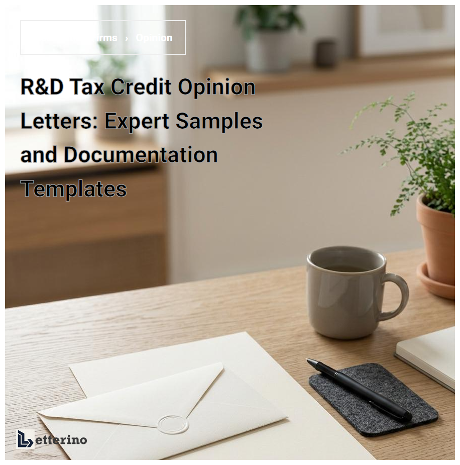 R&D Tax Credit Opinion Letters: Expert Samples and Documentation Templates