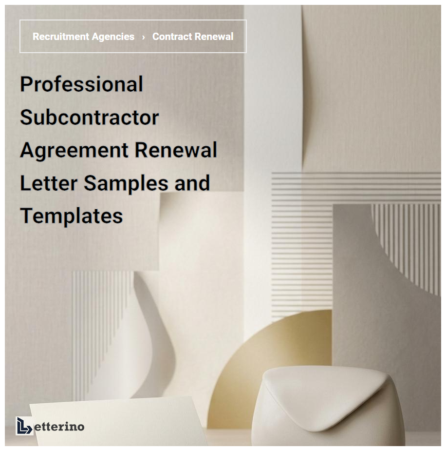 Professional Subcontractor Agreement Renewal Letter Samples and Templates