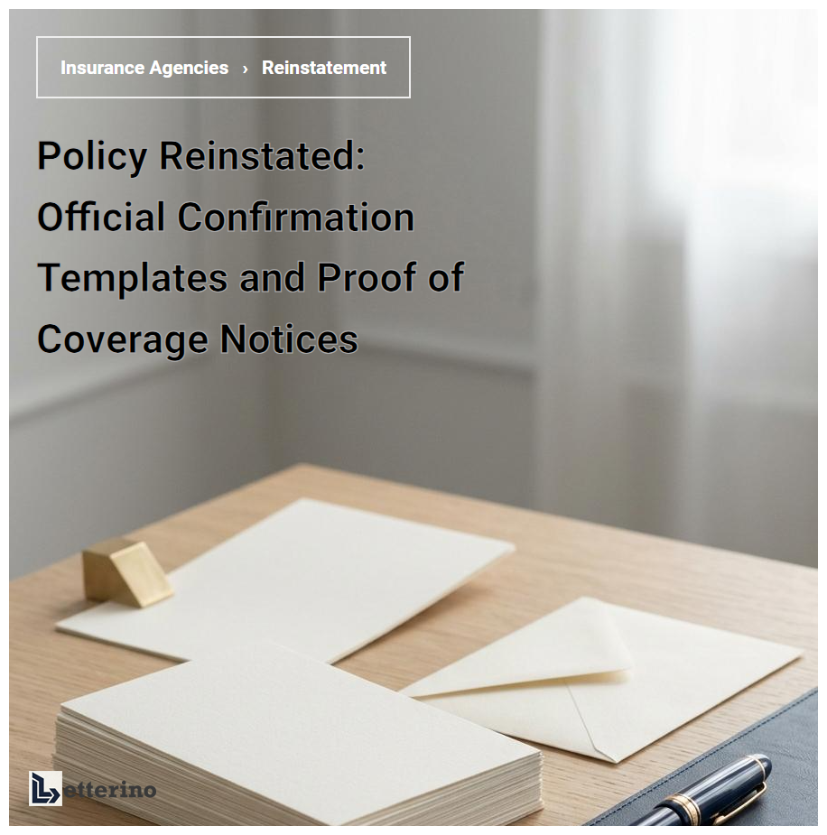 Policy Reinstated: Official Confirmation Templates and Proof of Coverage Notices