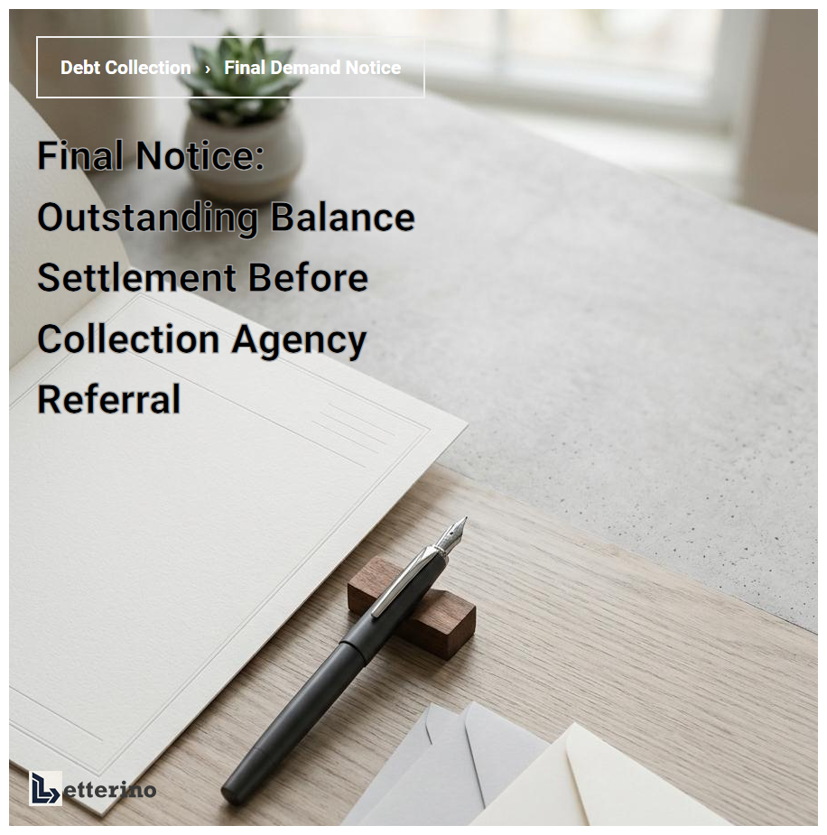 Final Notice: Outstanding Balance Settlement Before Collection Agency Referral