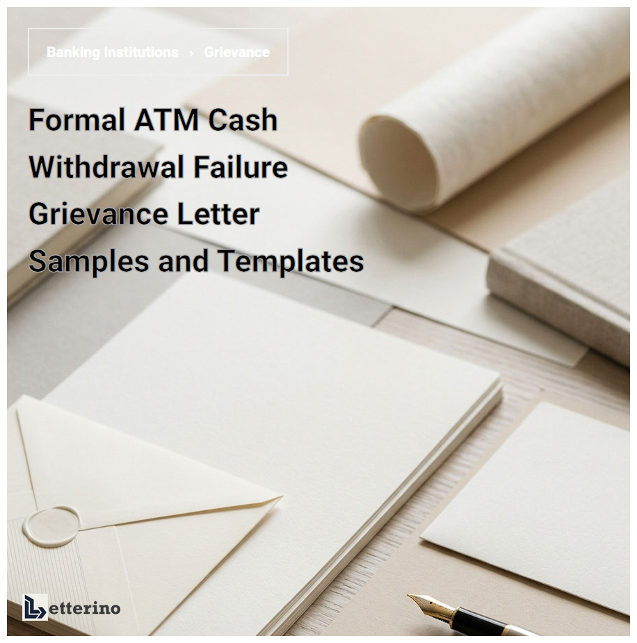 Formal ATM Cash Withdrawal Failure Grievance Letter Samples and Templates