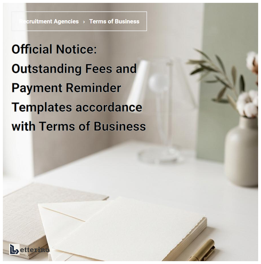 Official Notice: Outstanding Fees and Payment Reminder Templates accordance with Terms of Business