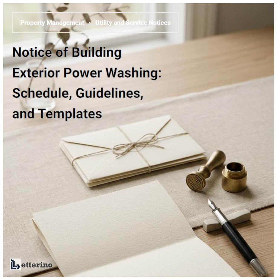 Notice of Building Exterior Power Washing: Schedule, Guidelines, and Templates