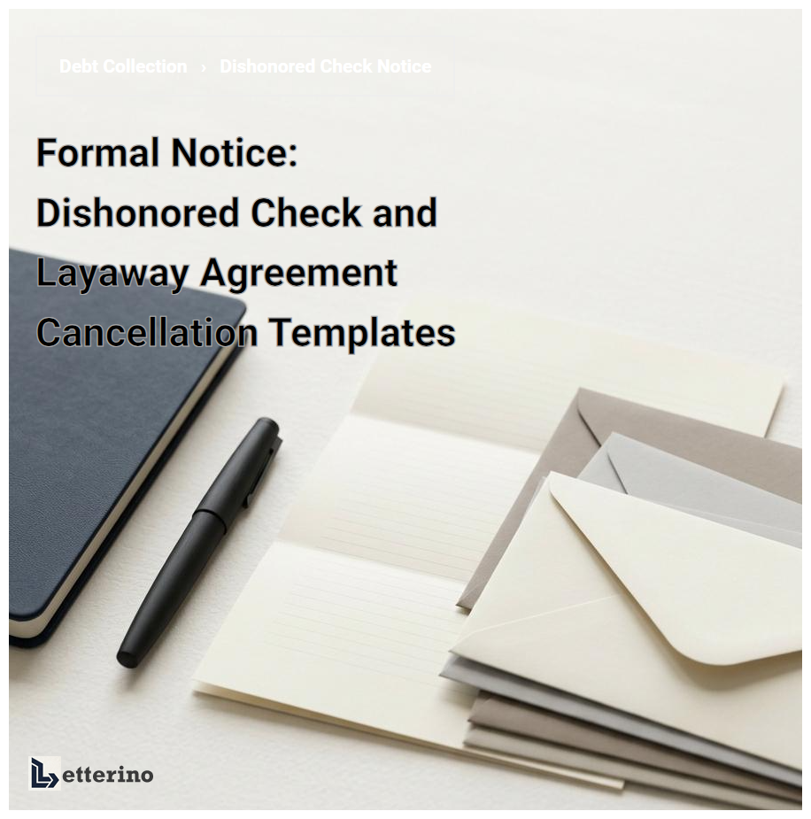 Formal Notice: Dishonored Check and Layaway Agreement Cancellation Templates