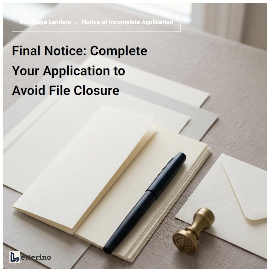 Final Notice: Complete Your Application to Avoid File Closure