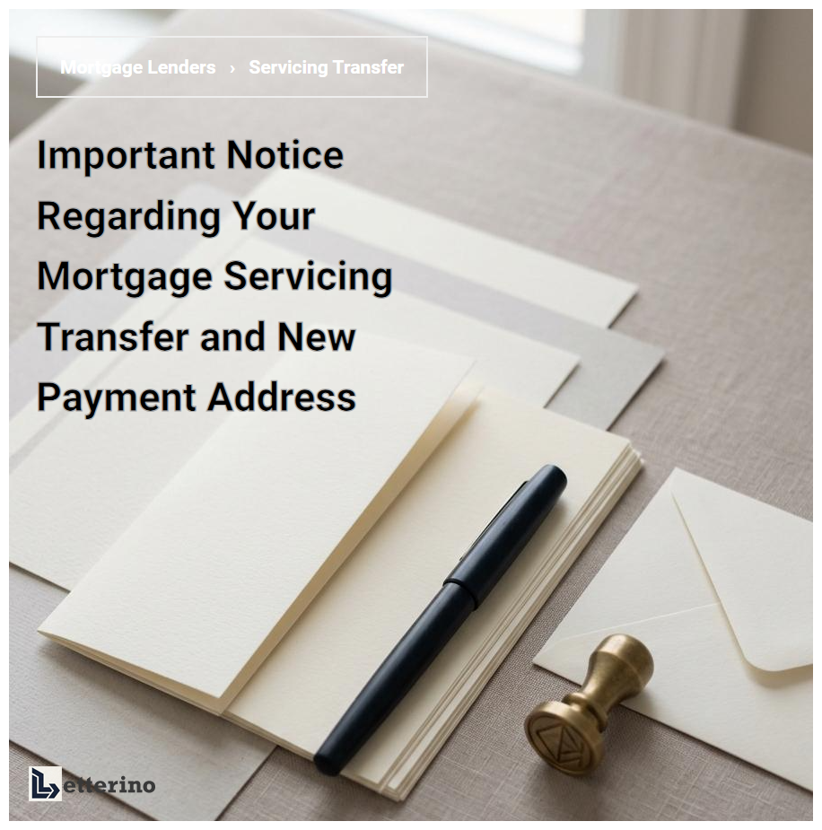 Important Notice Regarding Your Mortgage Servicing Transfer and New Payment Address