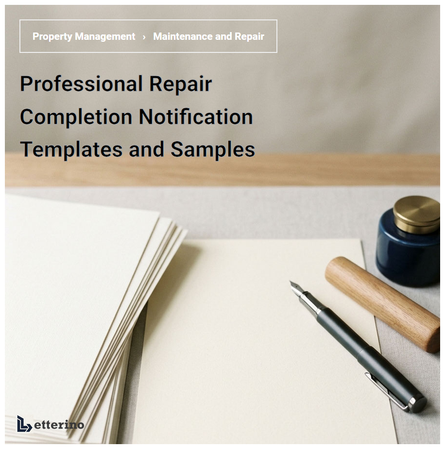 Professional Repair Completion Notification Templates and Samples