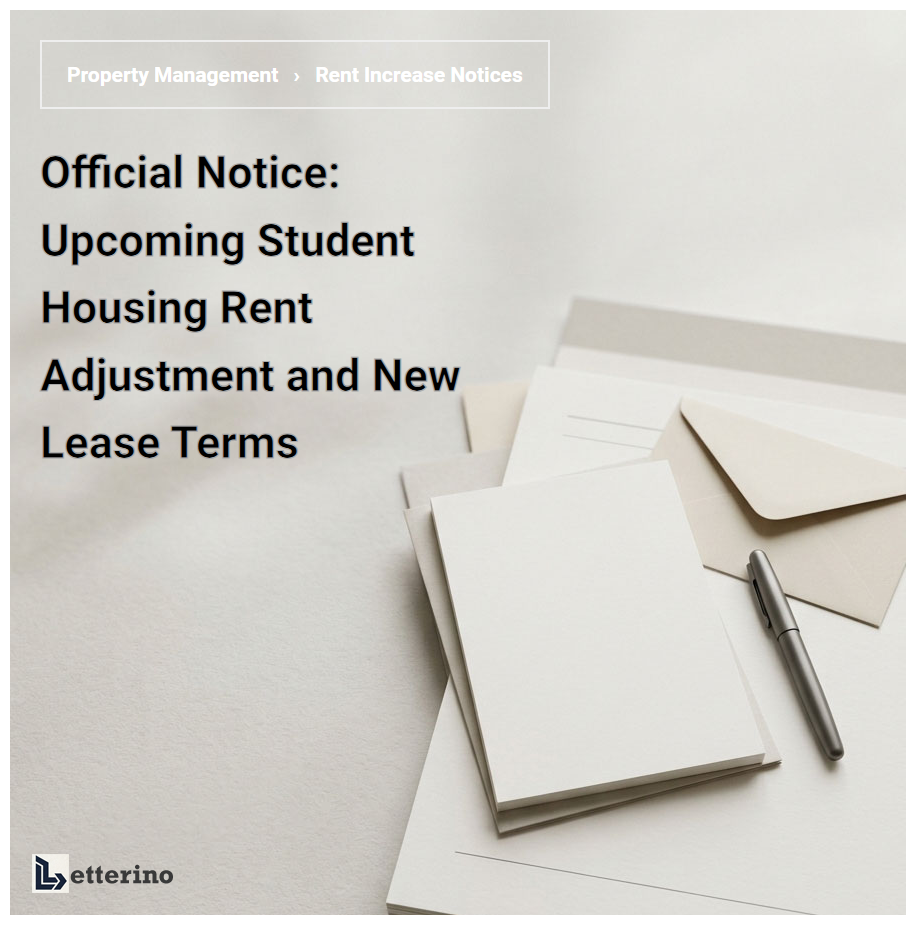Official Notice: Upcoming Student Housing Rent Adjustment and New Lease Terms