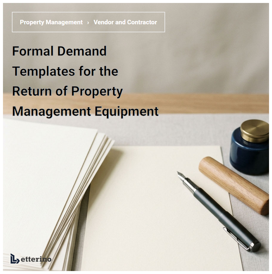 Formal Demand Templates for the Return of Property Management Equipment