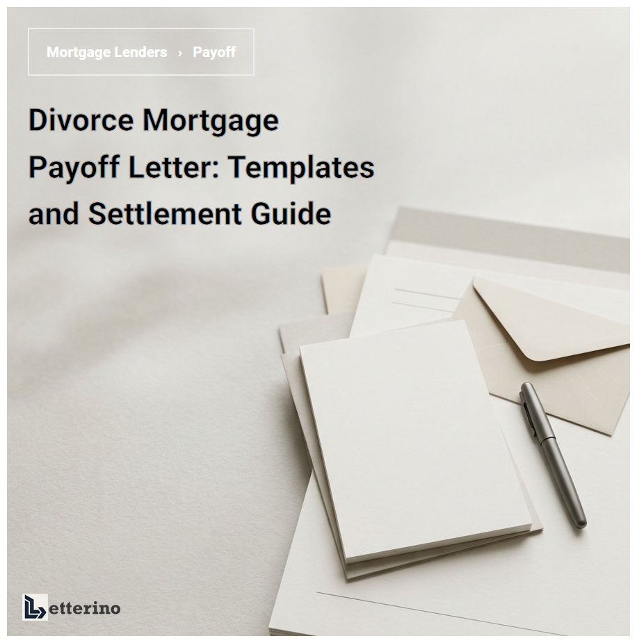 Divorce Mortgage Payoff Letter: Templates and Settlement Guide