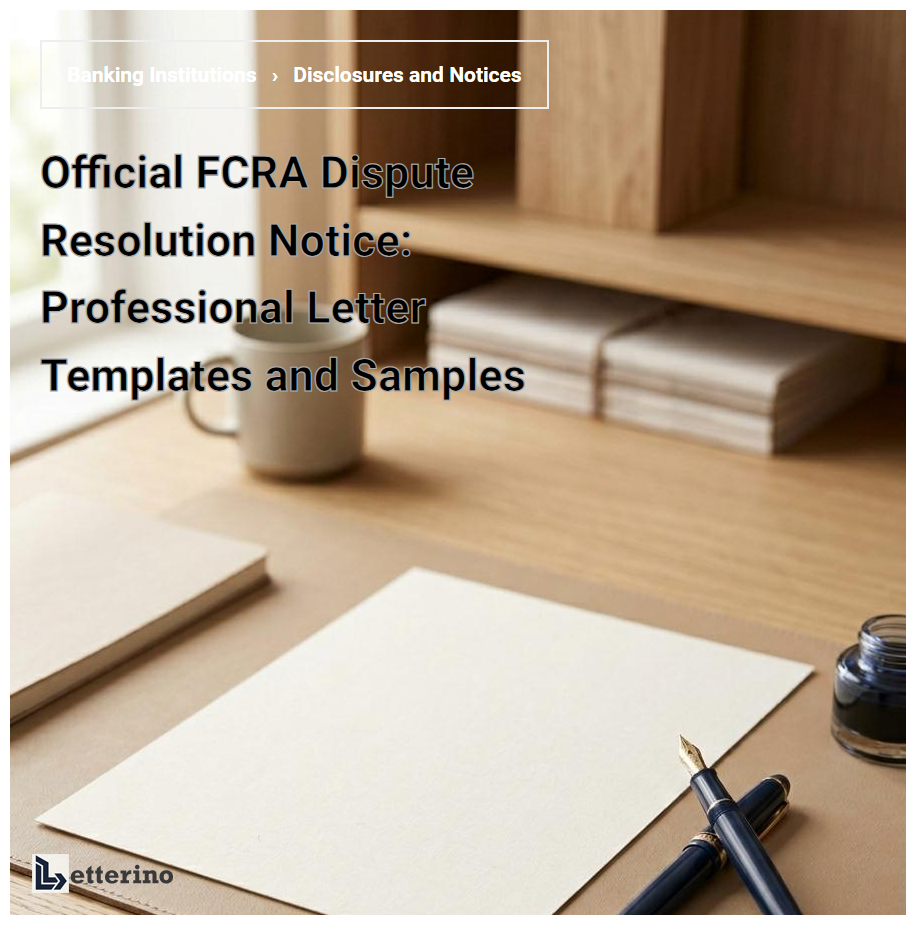 Official FCRA Dispute Resolution Notice: Professional Letter Templates and Samples